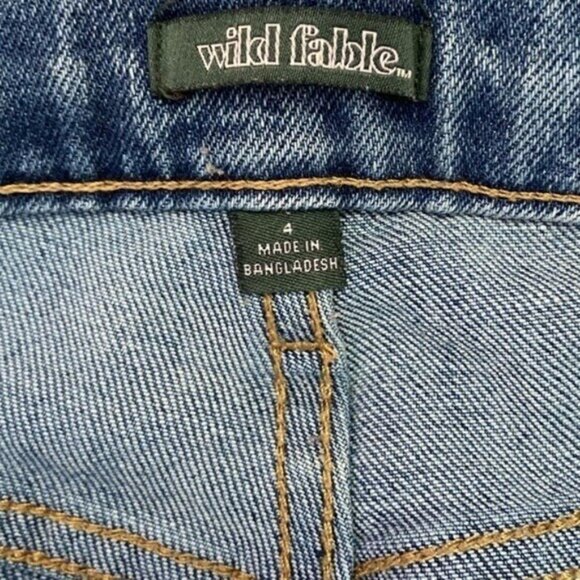 Wild Fable Button Fly Jeans Distressed Women Size 4 Ripped High Rise Blue - Picture 3 of 11